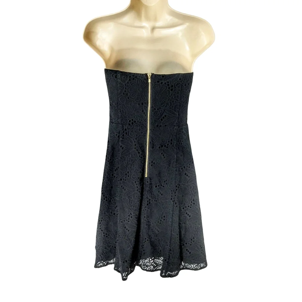 Lilly Pulitzer Textured Eyelet  Black Strapless Dress - Picture 3 of 9